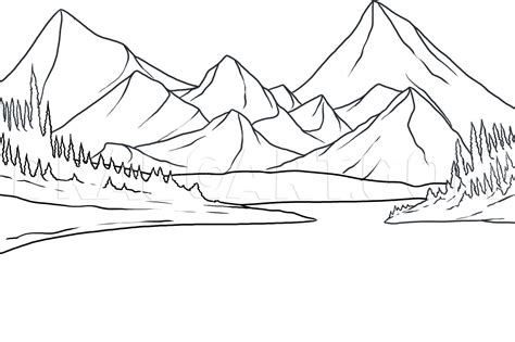 Mountain Landscape Drawing, Landscape Sketch, Landscape Drawings, Cool ...