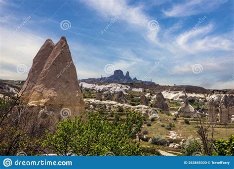 Volcanic Rock Landscape Cappadocia Turkey Turkish Fortress Uchisar