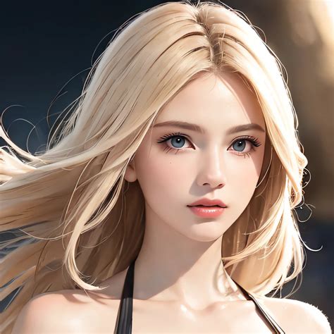 A Close Up Of A Woman With Blonde Hair And A Black Bikini Seaart Ai