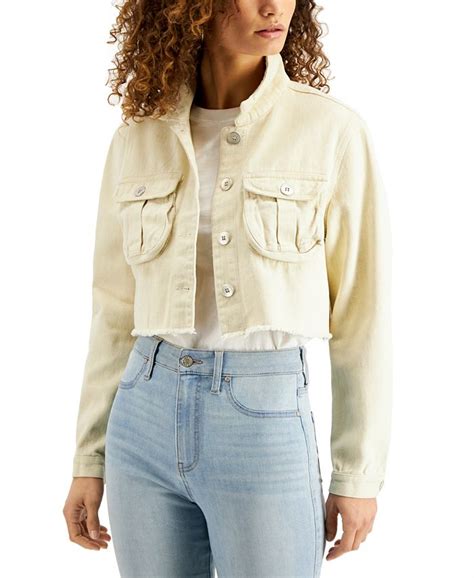 Vigoss Jeans Cotton Cropped Denim Jacket Macys