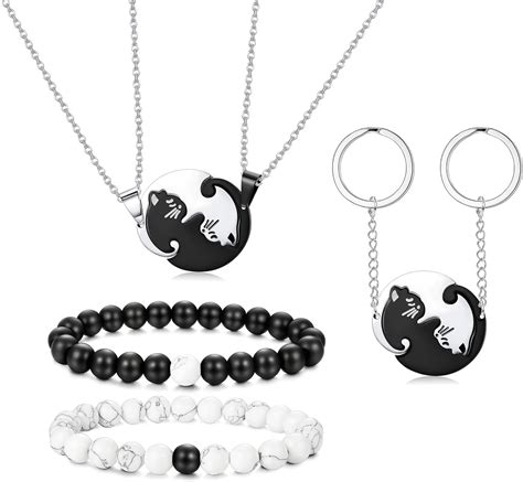 Kalvica Pcs Yin Yang Collana Bracciale Set Per La Coppia Bff