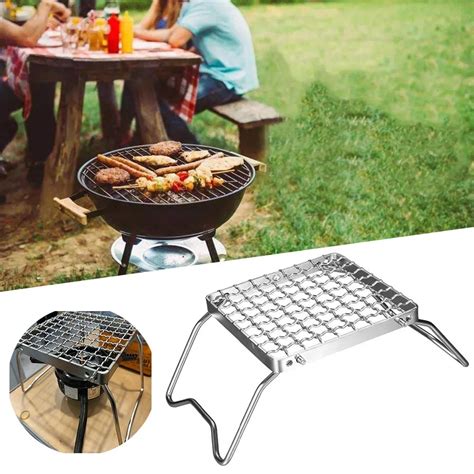 Portable Folding Camping Grill A O Inoxid Vel Suporte De Fog O A Lenha