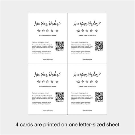 Printable Review Cards Feedback Cards Packaging Inserts for | Etsy