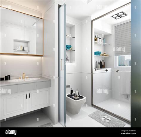 3d Render Of Modern Bathroom Stock Photo Alamy