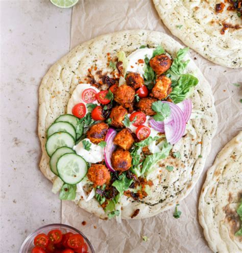 Vegan Tofu Tandoori Garlic Coriander Naan Wraps Cooking With Parita