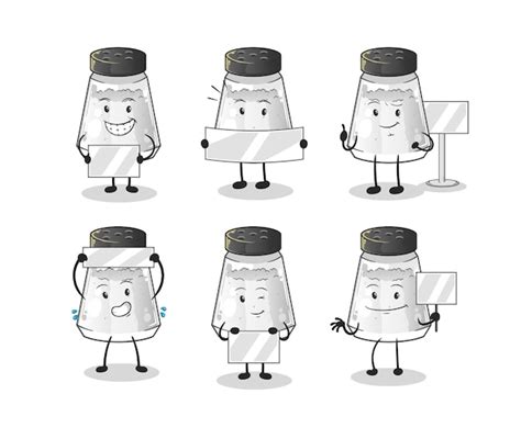 Premium Vector Salt Shaker Holding Board Group Character Mascot Vector