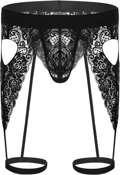 Tiaobug Homme Jockstrap String Dentelle Slip Avec Porte Jarretelles Sous V Tement Lingerie
