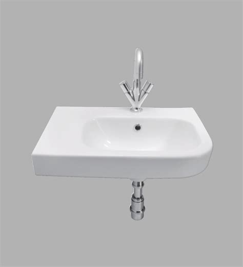 Buy Ceramic Rectangular Shape White Wall Mounted Wash Basin H 7 W