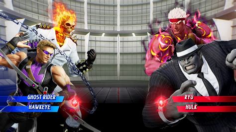 Ghost Rider Hawkeye VS Evil Ryu Hulk Very Hard Marvel Vs Capcom