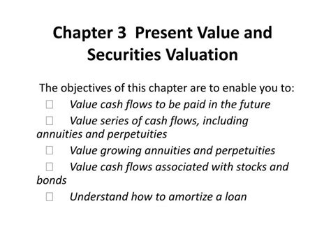 Ppt Chapter 3 Present Value And Securities Valuation Powerpoint Presentation Id3017367