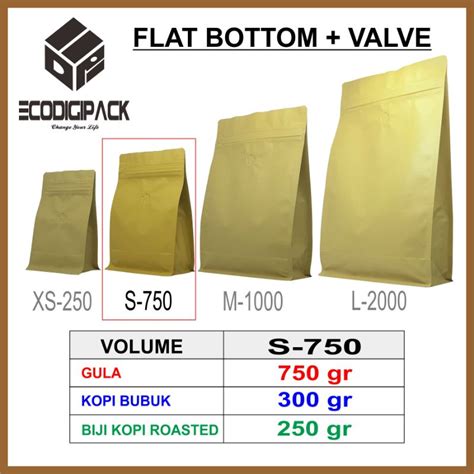 Jual Flat Bottom Valve Ecopack S Kemasan Kopi Gr Kantong