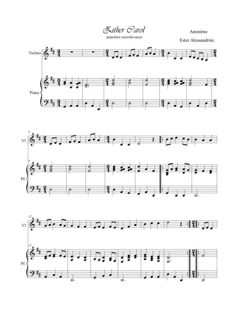 Zither Carol Violin And Piano Arr Ester Alessandrini By Anonimo Sheet Music For Violin And