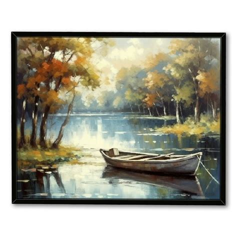 C04 GENYS Lake Framed Canvas Wall Art Large Abstract Nature Landscape