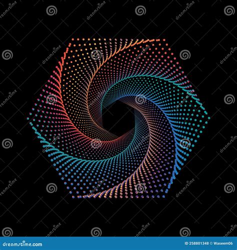 Dotted Hexagonal Spiral Vortex Vector Stock Vector Illustration Of