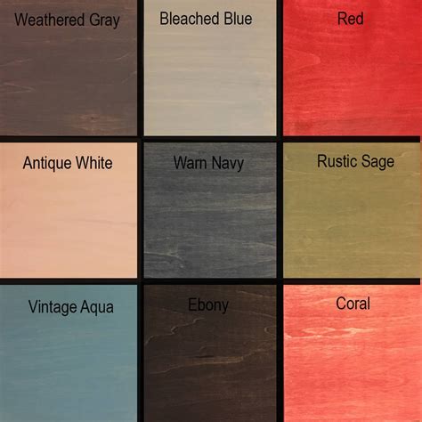 Stain chart reference for our products - DO NOT PURCHASE