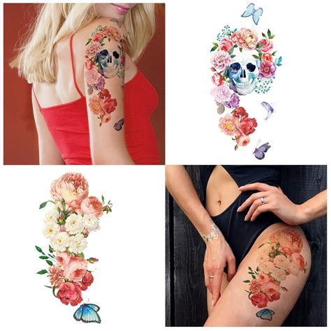 Yazhiji 15 Hojas Grandes Sexy Impermeable Tatuajes Temporales Para