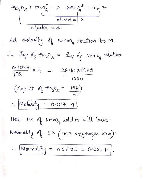 Kmn O Solution Is To Be Standardized By Titration Against As