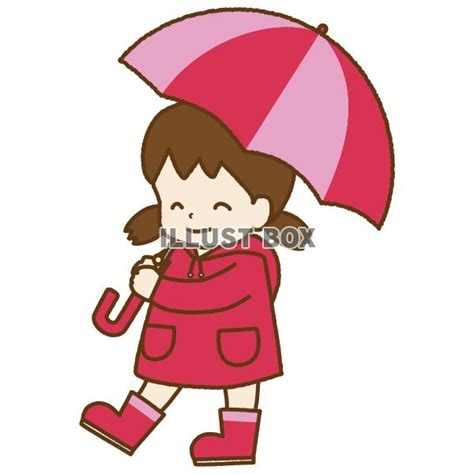 無料イラスト 雨の日の女の子2