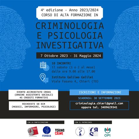 Quarta Edizione Corso Di Alta Formazione In Criminologia E