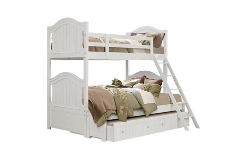 Destini White Twin Over Full Wood Bunk Bed With Trundle | Living Spaces