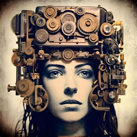 Premium Photo Steampunk Human Head With Mechanical Gears And Cogs