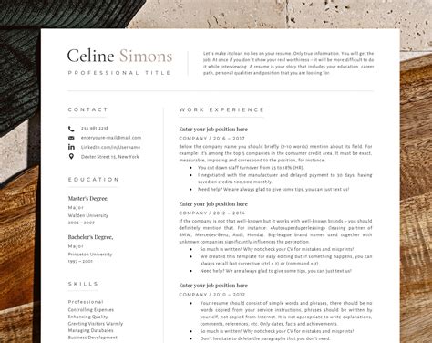 One Page Resume Template Google Docs Mac Pages Word Cv Template