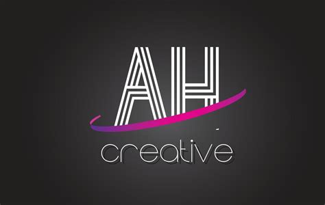 AH A H Letter Logo With Lines Design And Purple Swoosh 4843346 Vector