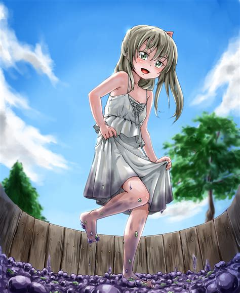 Safebooru 1girl Bare Shoulders Barefoot Brown Hair Clouds Dirty Feet