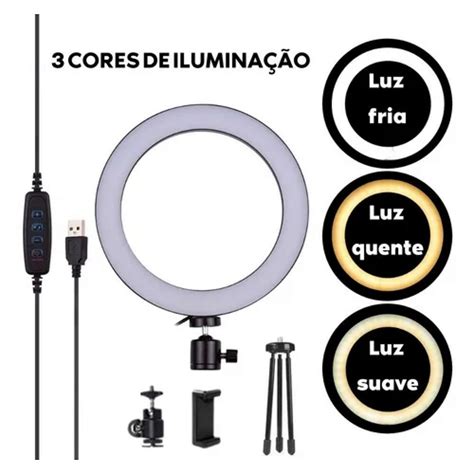 Ring Light Led Mesa Iluminador Pequena Tripé 6 Polegada 16cm Five