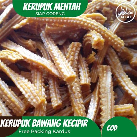 Jual Kerupuk Bawang Bentuk Kecipir Krupuk Mentah Enak Gurih Kuning