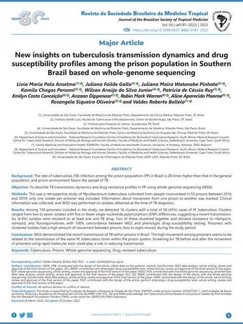 PDF New Insights On Tuberculosis Transmission Dynamics And Drug