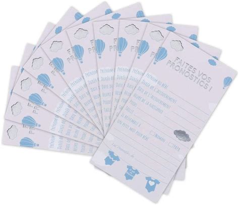 OLILLY 20 Cartes Pronostic Pour Baby Shower Garçon Jeu et