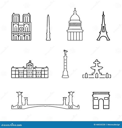 Vector Icons Of France Stock Vector Illustration Of Minimal 46834228