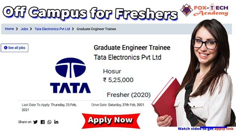 Tata Electronics Off Campus Recruitment Off Campus Jobs For