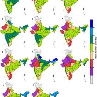 Subdivisional Climatology Of Monsoon Rainfall Mm Day From Different