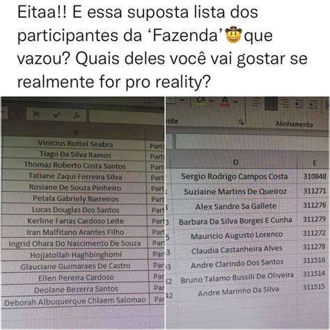 Iraaahh O que vocês acharam dessa suposta lista Reprodução