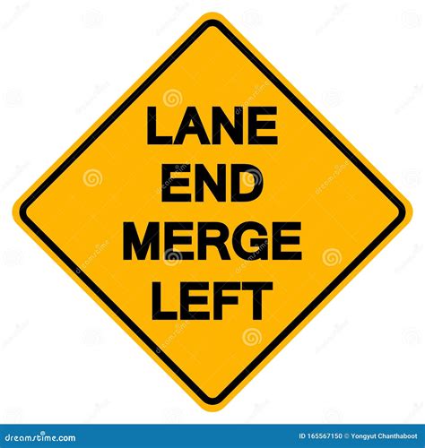 Warning Lane End Merge Left Road Symbol Sign Vector Illustration