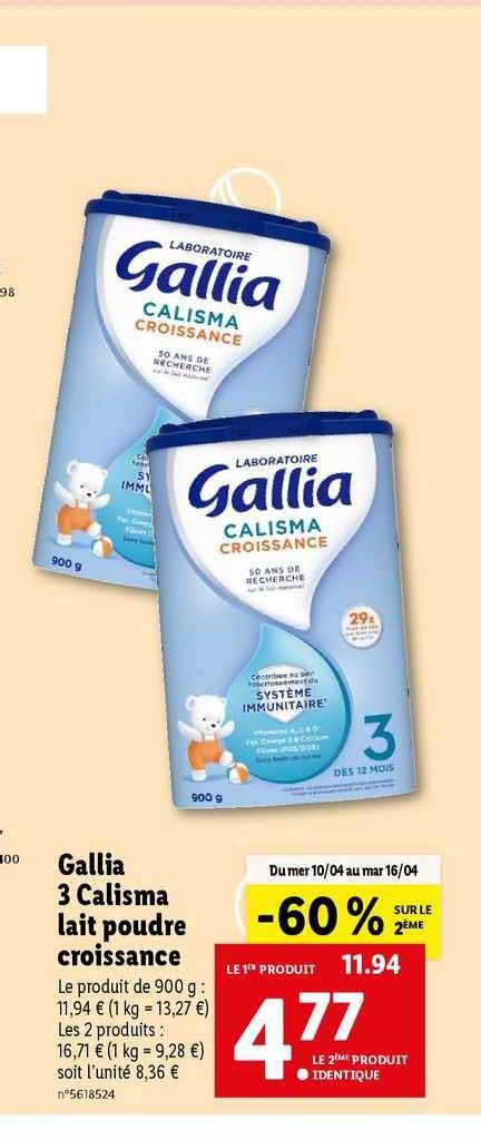 Promo Gallia Calisma Lait Poudre Croissance Chez Lidl Icatalogue Fr