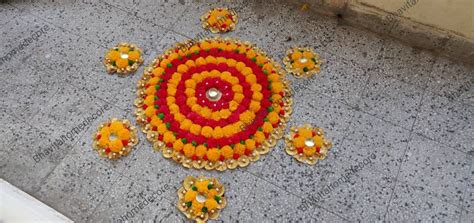 Express Shipping Floral Rangoli Marigold Flower Arrangement Centerpiece ...