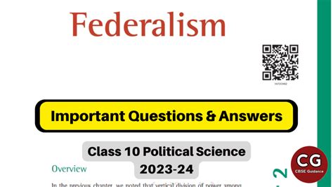 Federalism Class Most Important Questions And Answers Cbse Guidance