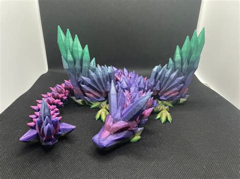 D Printed Crystal Wing Dragon With Articulating Wings Etsy