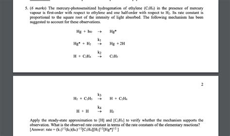 Solved Marks The Mercury Photosensitized Chegg