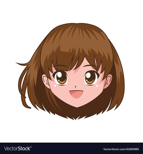 Anime Girl Short Hair Royalty Free Vector Image