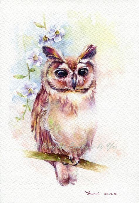 IMPRESSION Le Printemps Aquarelle 7 5 X 11 Peintures De Hibou