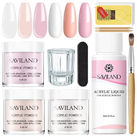 Saviland Acrylic Nail Kit Clear Pink Nude Acrylic Powder Nails Kit