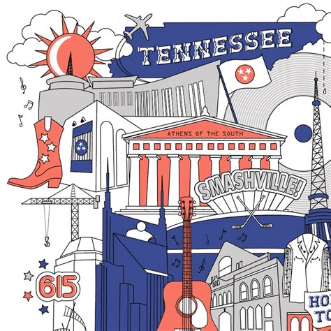 Nashville Tn City Art Print Tennessee Travel Poster Music Etsy