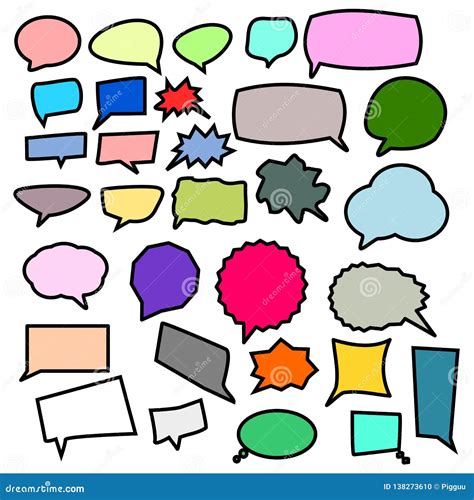 Colorful Blank Speech Bubbles Different Shape Set Isolated On White