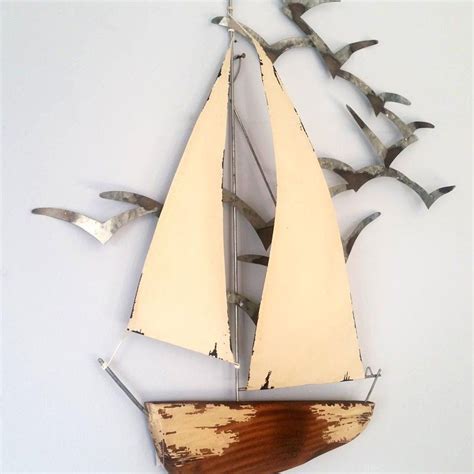 Add A Nautical Touch To Your Home With This Sail Boat And Seagulls Wall