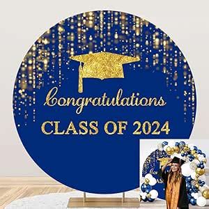 Amazon OERJU Graduation Round Backdrop Cover Class Of 2024