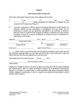 Printable Completed Non Collusion Affidavit Forms And Templates